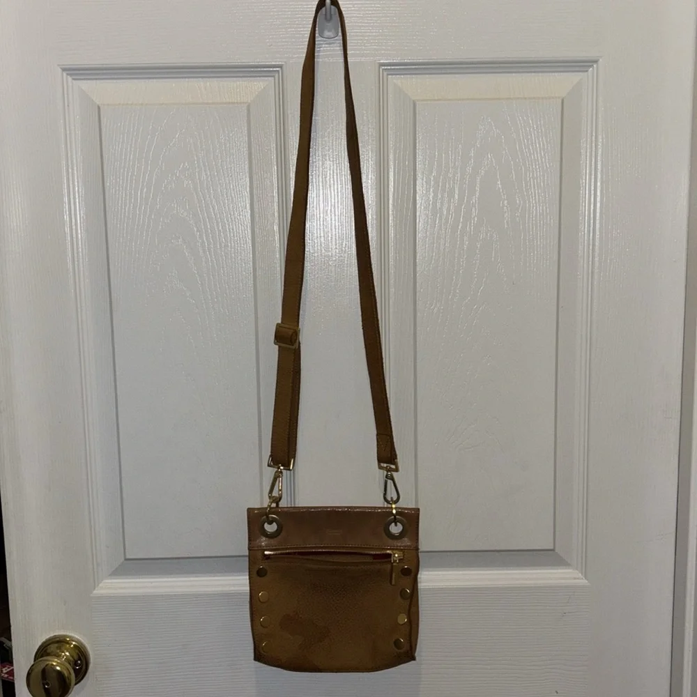 Hammitt Stylish Tan Leather Crossbody Bag, Used Condition